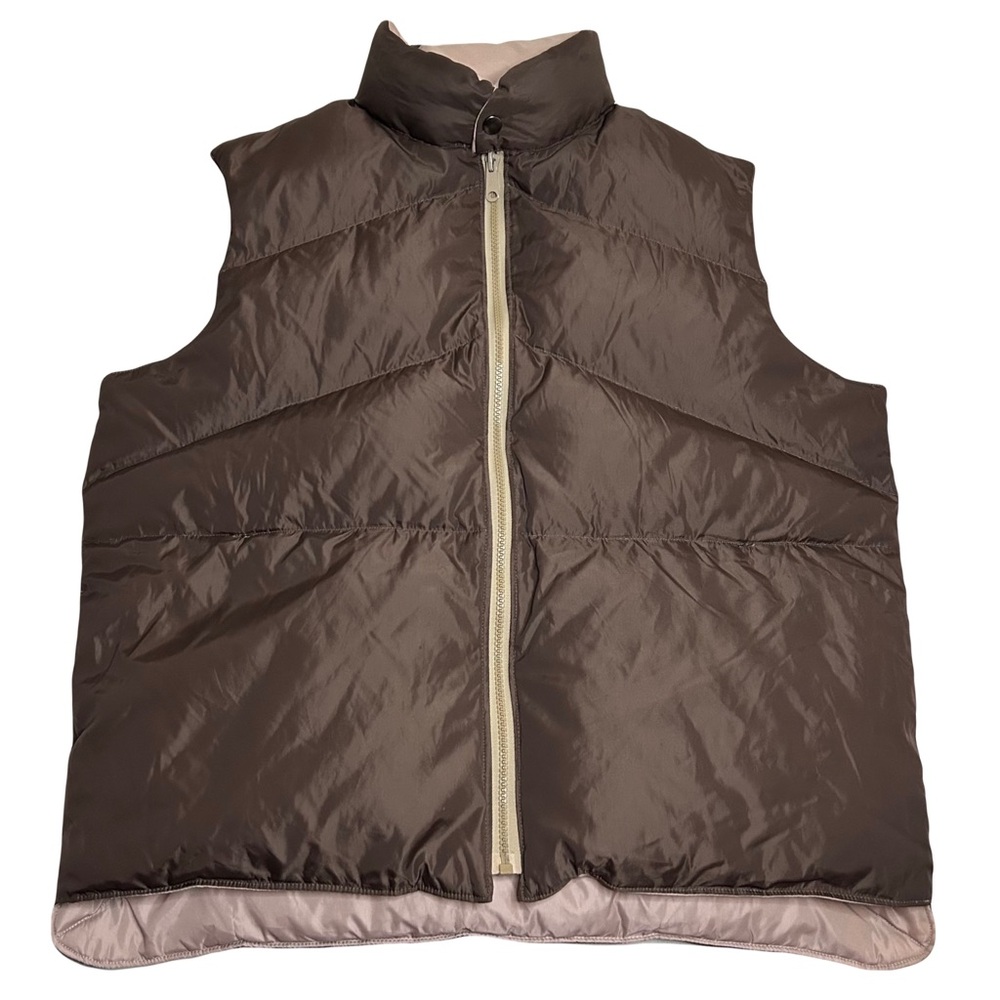 Vintage 70s Gladiator Camel Goose Down Puffer Vest Reversible Brown Mens Medium